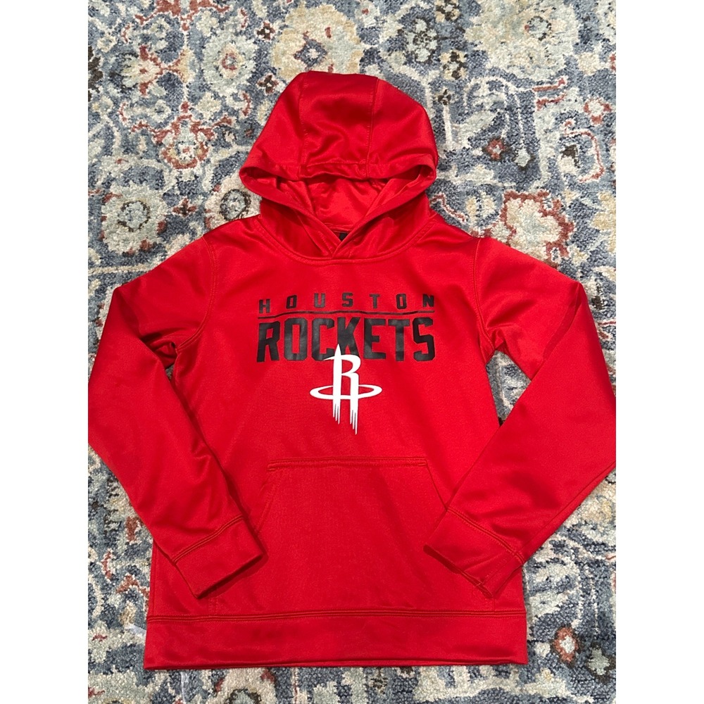 NBA Houston Rockets Hoodie Boys Youth Medium‎ 10-12 Red Graphic Pullover EUC